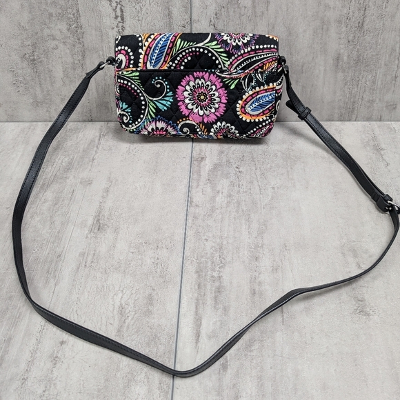 Vera Bradley Turnlock Bandana Swirl Black Paisley Multicolor Petite Crossbody - Picture 6 of 12